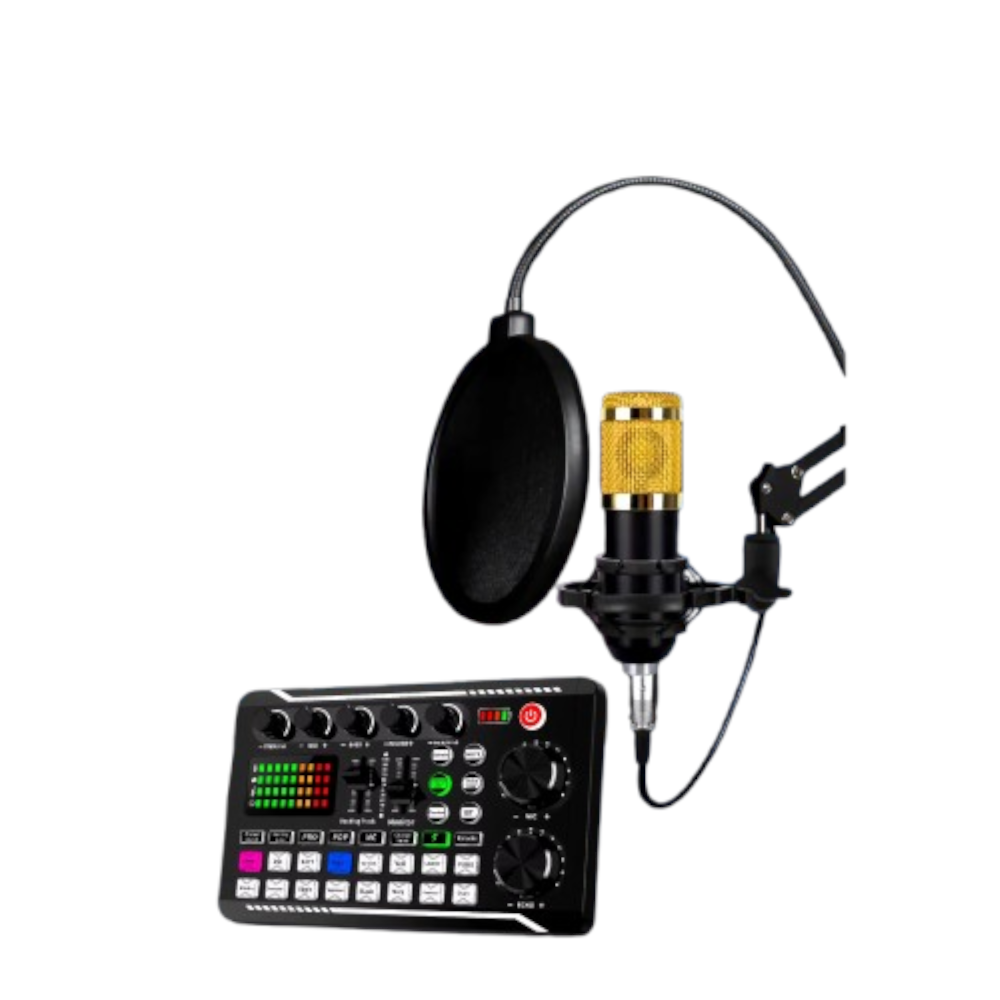 Kit de Transmisión en Vivo F998 con Mezclador de Audio Profesional, Micrófono de Condensador