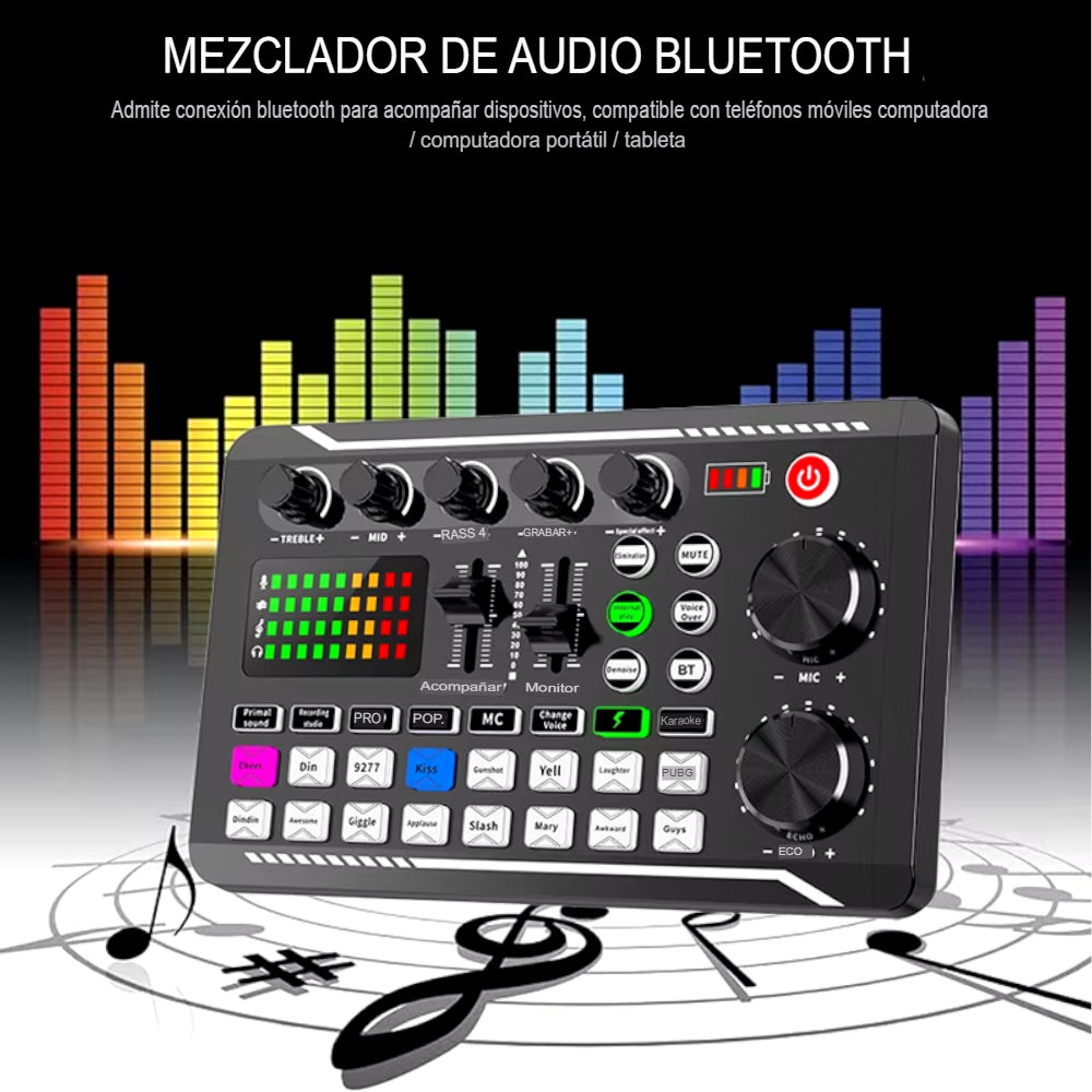 Kit de Transmisión en Vivo F998 con Mezclador de Audio Profesional, Micrófono de Condensador
