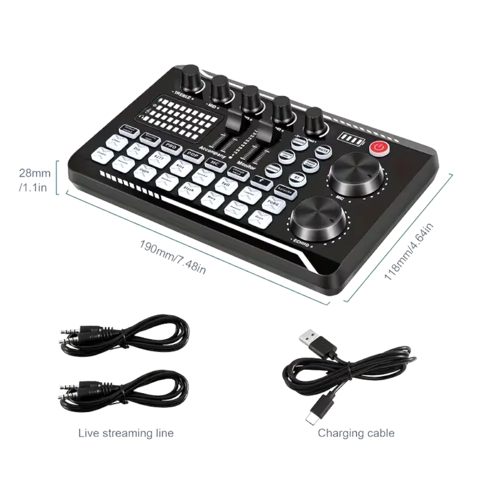 Kit de Transmisión en Vivo F998 con Mezclador de Audio Profesional, Micrófono de Condensador