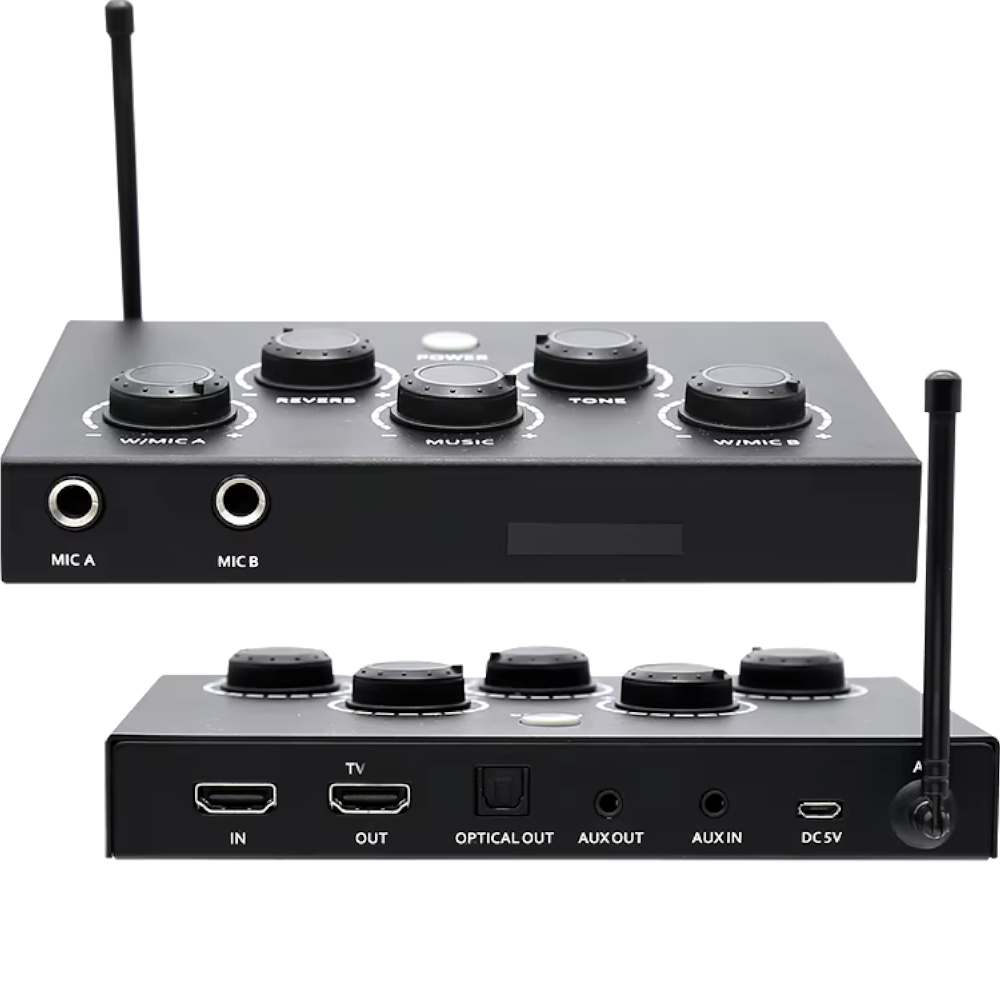 Sistema de Karaoke Inalámbrico K3D con Mezclador de Sonido, Corte Vocal y Efectos de Rever