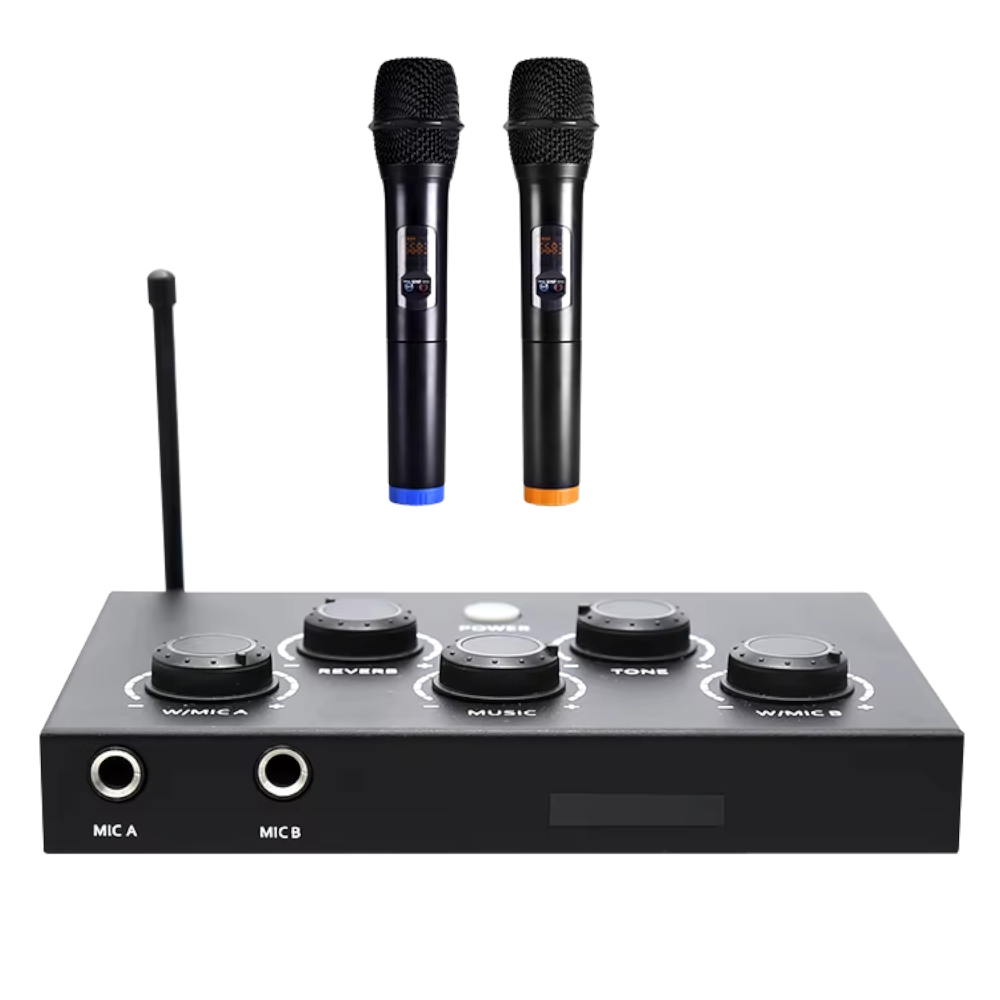 Sistema de Karaoke Inalámbrico K3D con Mezclador de Sonido, Corte Vocal y Efectos de Rever