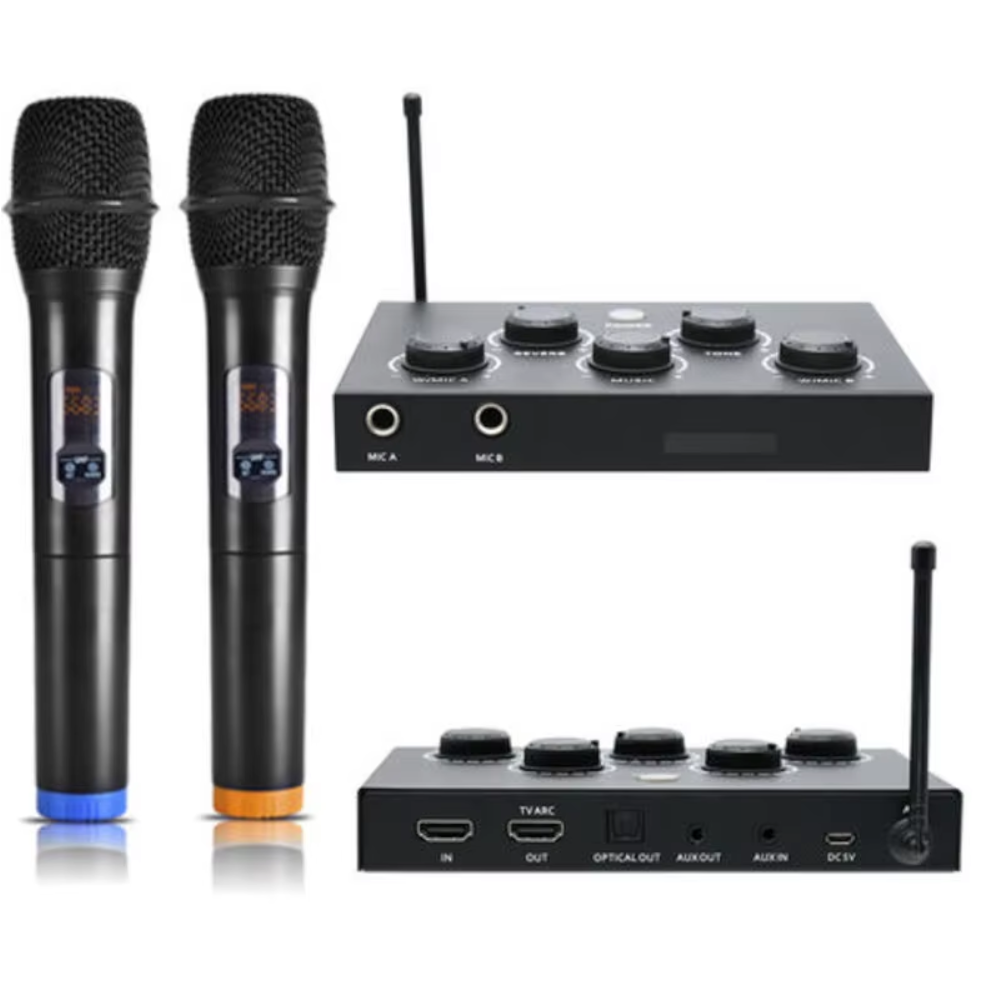 Sistema de Karaoke Inalámbrico K3D con Mezclador de Sonido, Corte Vocal y Efectos de Rever