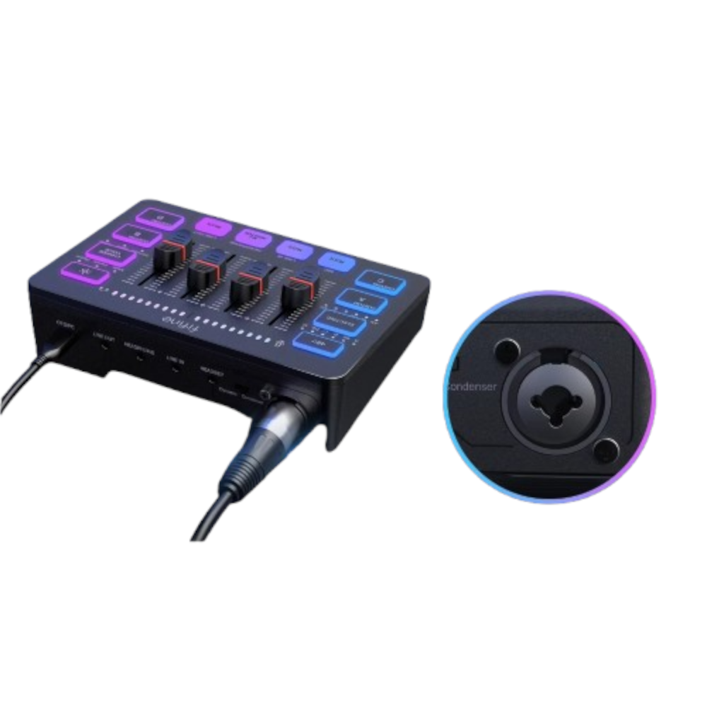 Mezclador de Audio de 4 Canales RGB para Juegos y Transmisión en Vivo - FIFINE AmpliGame SC3 –