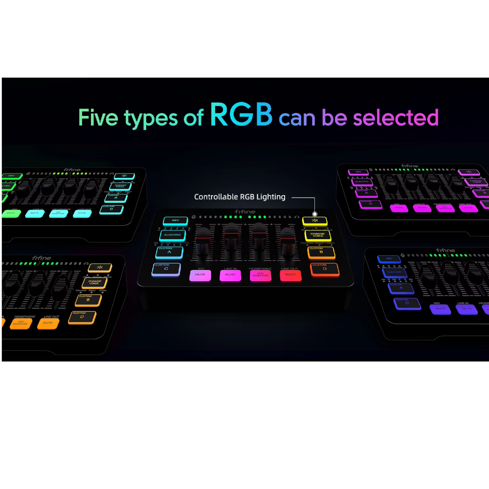 Mezclador de Audio de 4 Canales RGB para Juegos y Transmisión en Vivo - FIFINE AmpliGame SC3 –