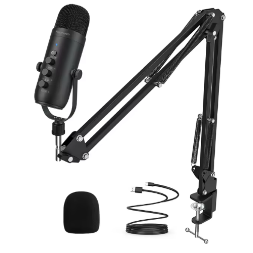 Kit de Micrófono de Condensador Cardioide de Estudio con Brazo de Pluma USB Profesional