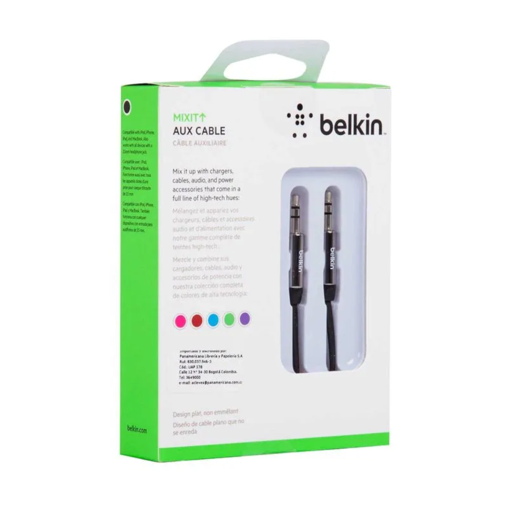 Cable de Audio AUX Belkin 3.5mm – 0.9m (3ft) – Color Negro