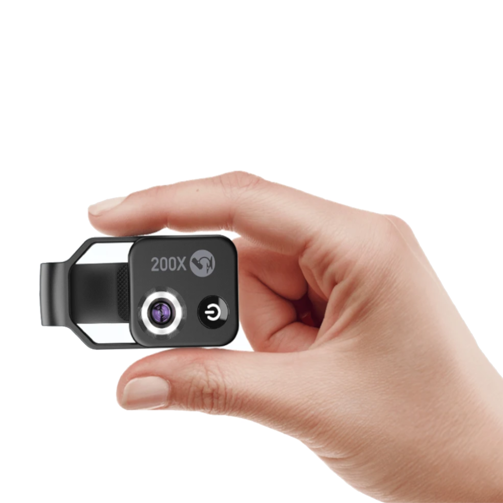 Lente Microscópica APEXEL 200X con Luz LED y Clip Universal – Compatible con Smartphones iPhone y Android