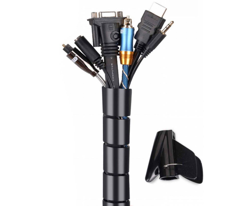 Espiral ordenador de cables 20mm 2mt negro