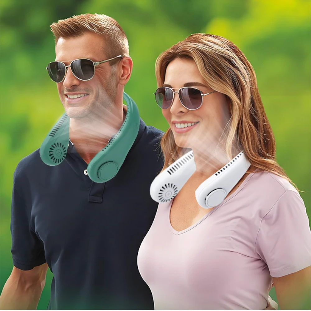 Ventilador de Cuello Portátil Sin Aspas – Recargable, Silencioso y de Enfriamiento Rápido