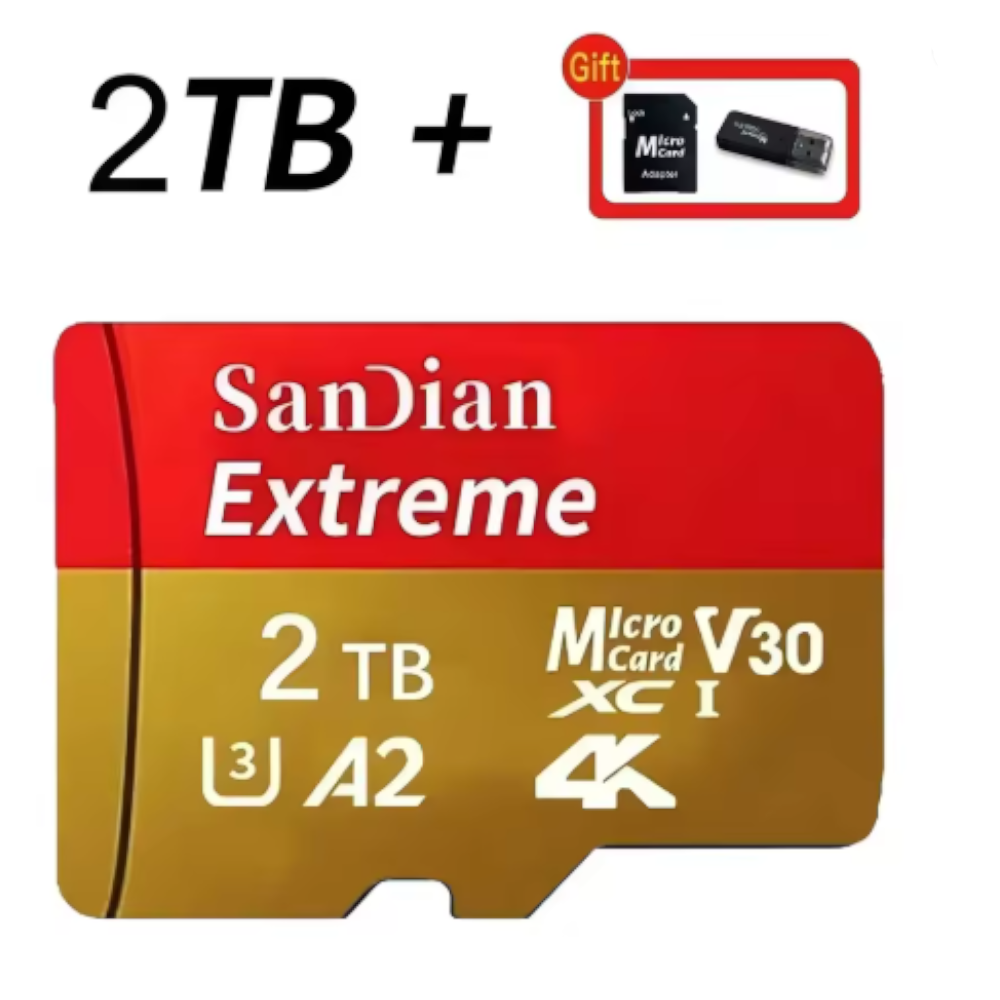 Tarjeta de Memoria Sandian MicroSD V30 de Alta Velocidad con Adaptador SD + USB – Capacidades 128GB, 256GB, 512GB y 1TB