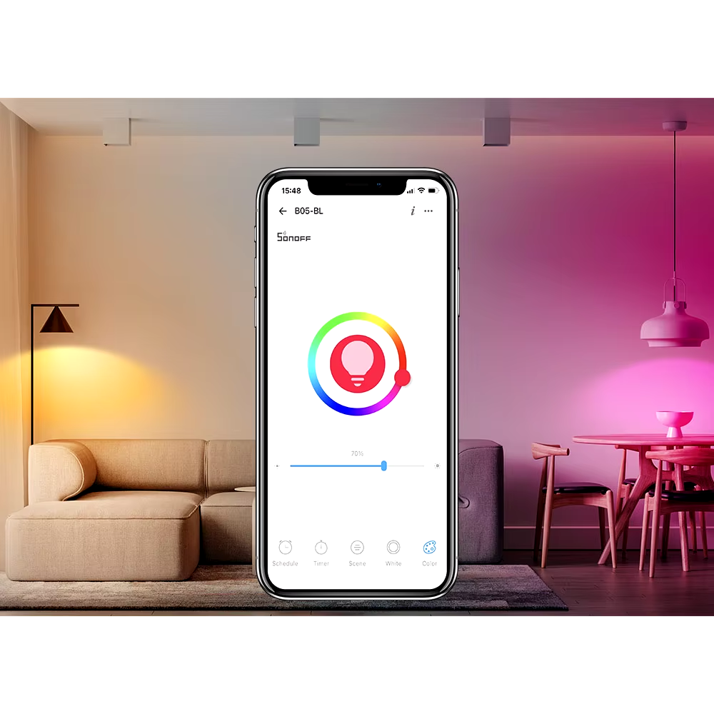 Ampolleta LED Inteligente SONOFF RGB B05-B-A60 con Control de Color y Temperatura