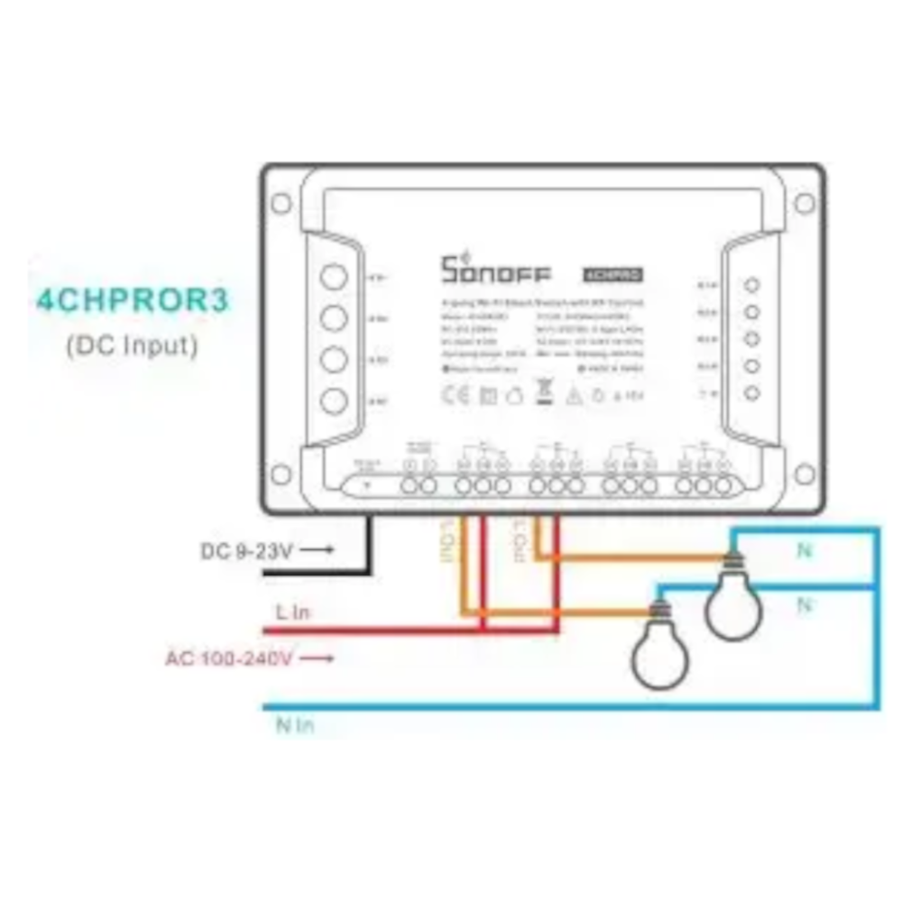 Interruptor WiFi SONOFF 4 Canales PRO R3 – Control Inteligente para Dispositivos Eléctricos