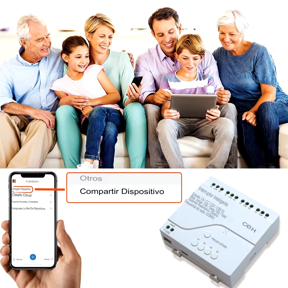 Interruptor Inteligente WiFi 4 Canales con Control RF – EWeLink