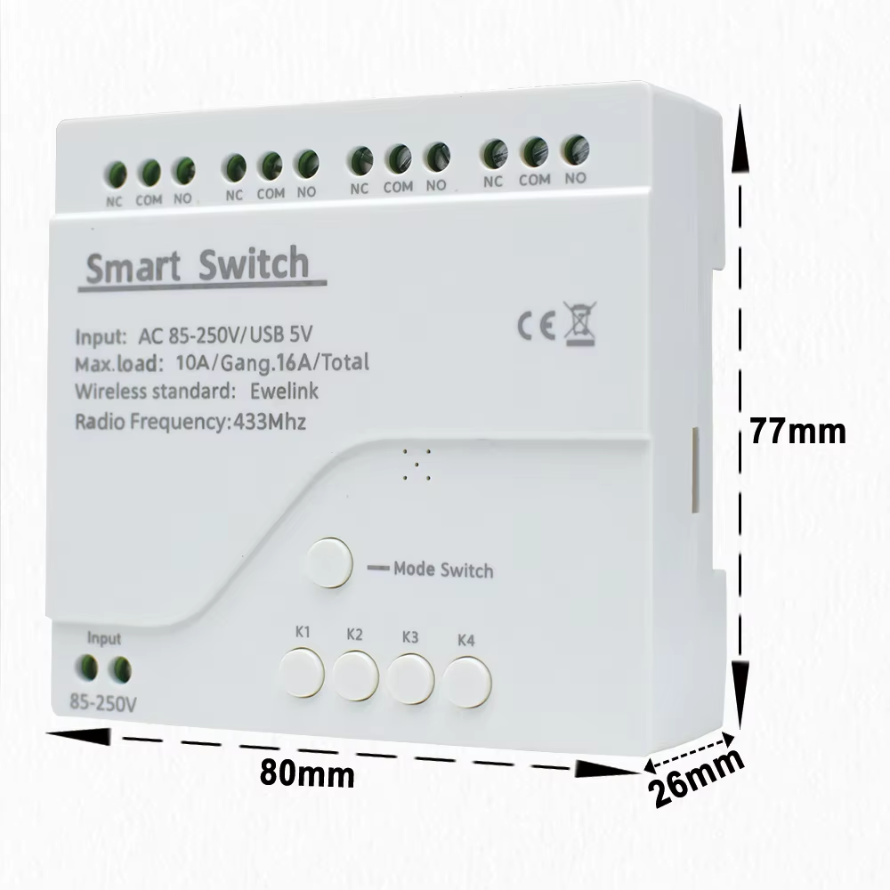 Interruptor Inteligente WiFi 4 Canales con Control RF – EWeLink