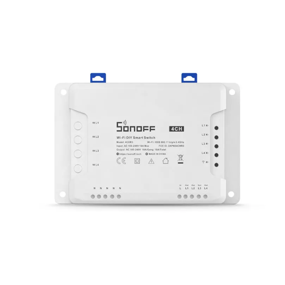 Interruptor Inteligente WiFi SONOFF 4CH R3 – Módulo de 4 Canales con Control por App eWeLink, Compatible con Alexa y Google Home