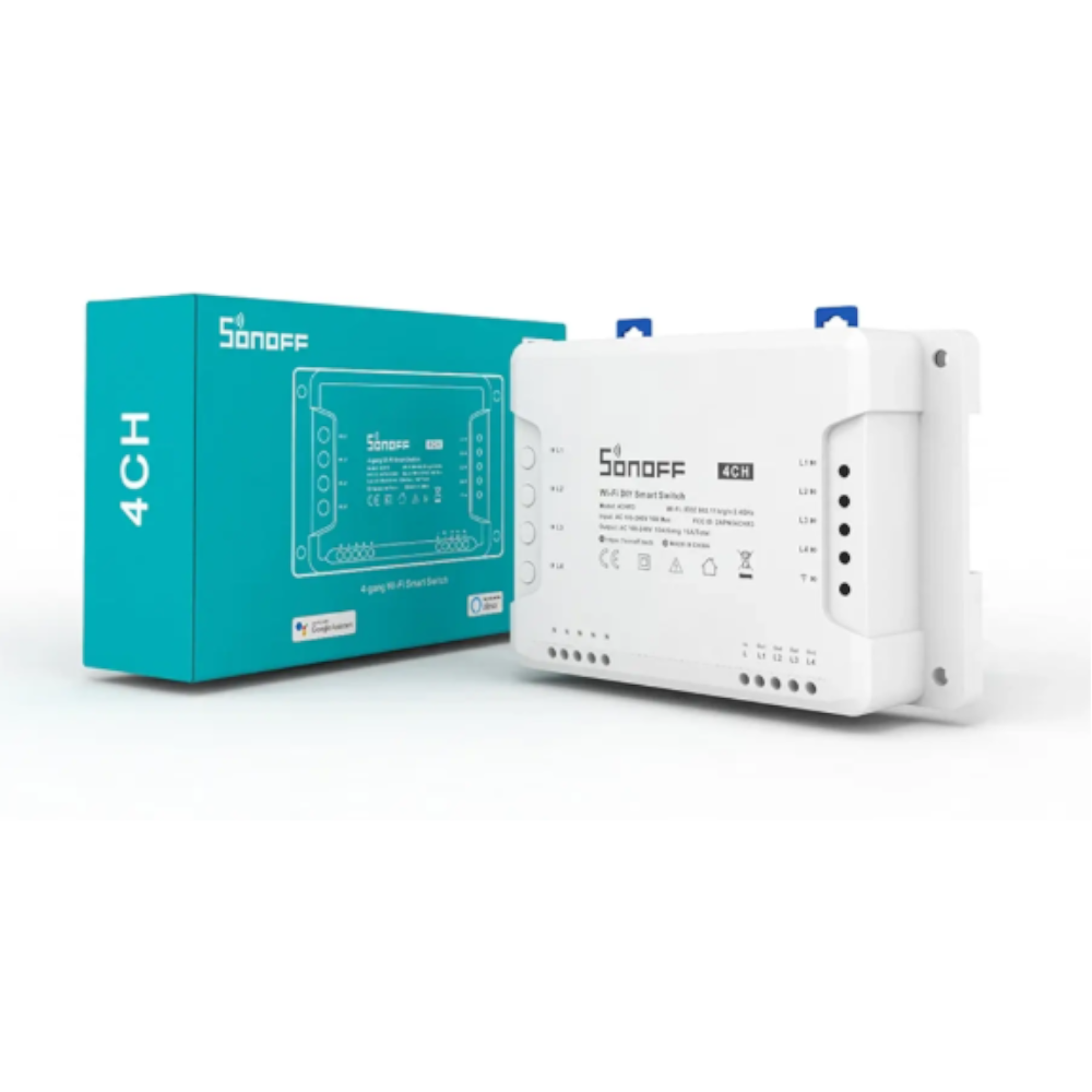 Interruptor Inteligente WiFi SONOFF 4CH R3 – Módulo de 4 Canales con Control por App eWeLink, Compatible con Alexa y Google Home