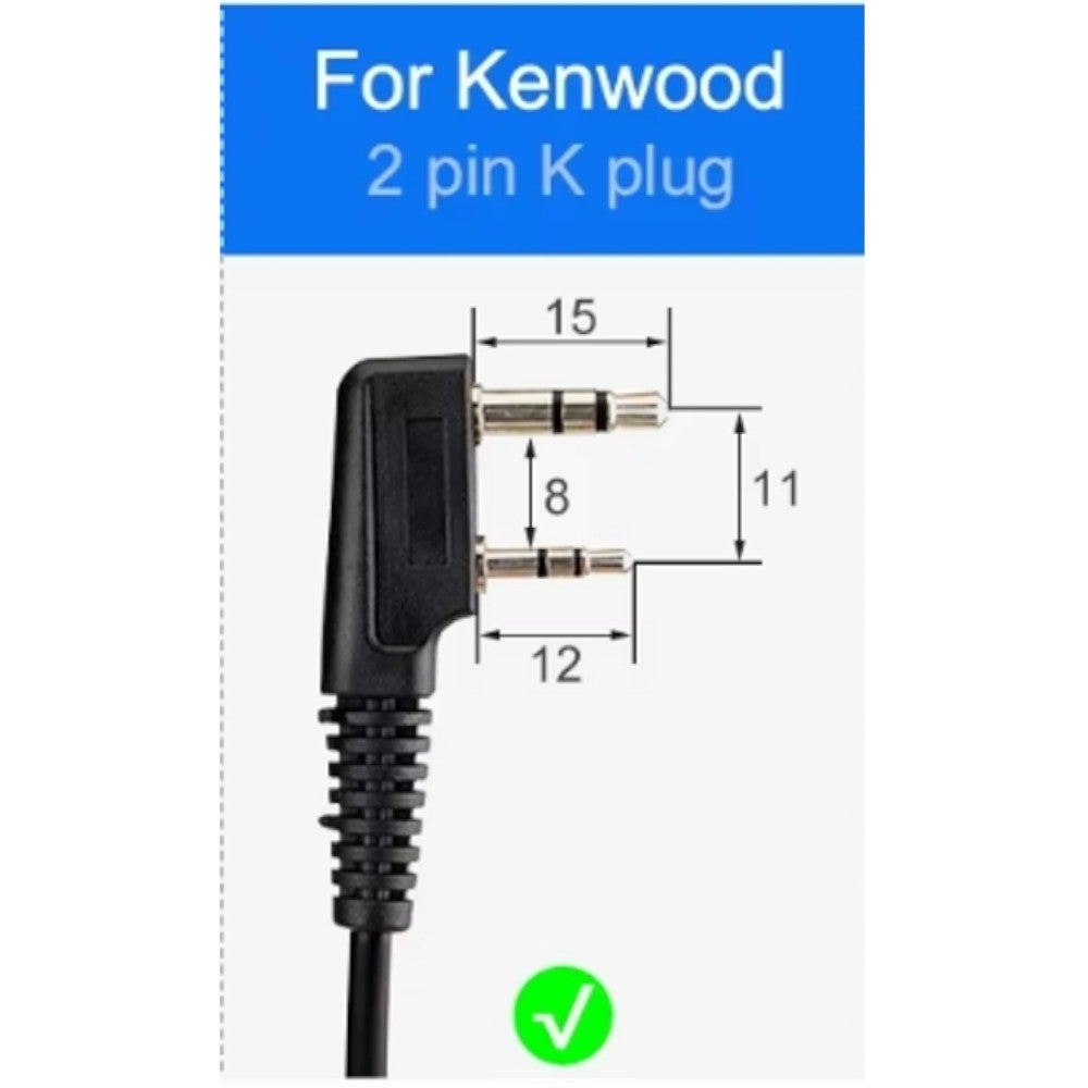 Auricular con Tubo Acústico y PTT - Conector Tipo K (K-Type 2 Pin) - Modelo FBI001