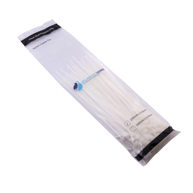 Amarra Plástica 20CM x 3,6MM Blanco (100 Unidades)