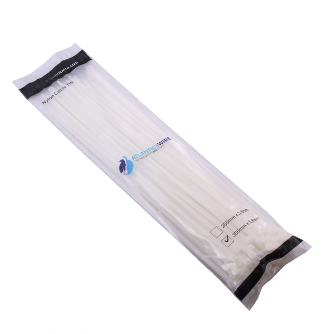 Amarra Plástica 30cm x 3.6mm Blanco - Paquete de 100 Unidades