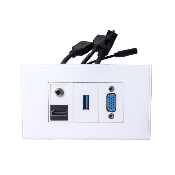 Faceplate de Conexiones AV - 3.5mm, VGA, HDMI 4K, USB 3.0