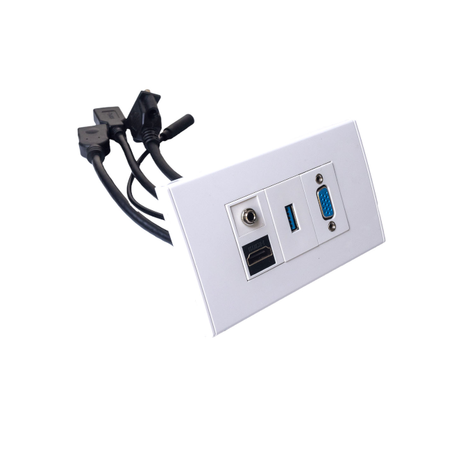 Faceplate de Conexiones AV - 3.5mm, VGA, HDMI 4K, USB 3.0