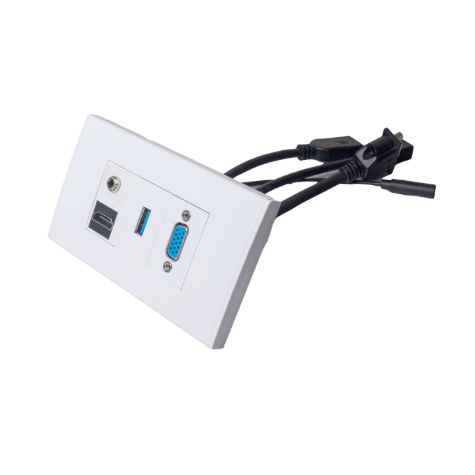 Faceplate de Conexiones AV - 3.5mm, VGA, HDMI 4K, USB 3.0