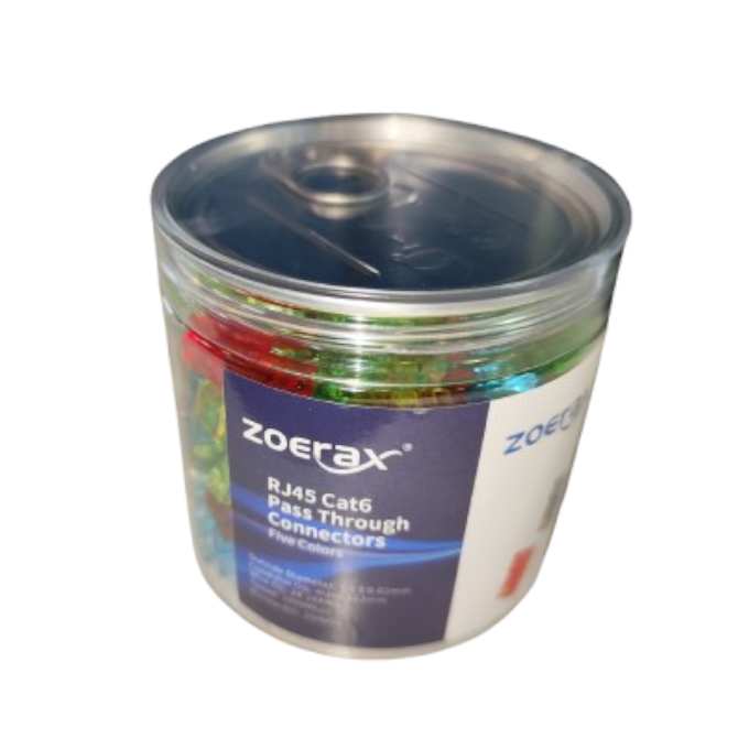 Tarro conectores Zoerax RJ45 Cat6, 5 colores - 100 unidades