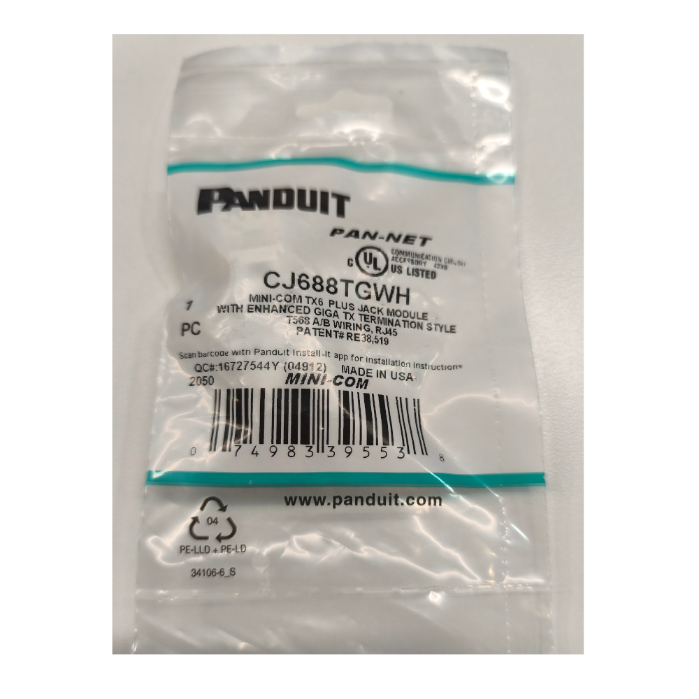 Módulo RJ45 CAT6 UTP Panduit CJ688TGWH Blanco – Mini-Com