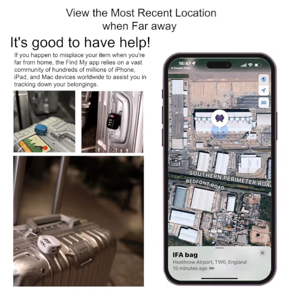 Candado Rastreador Inteligente BOOMPODS TSA con Apple Find My