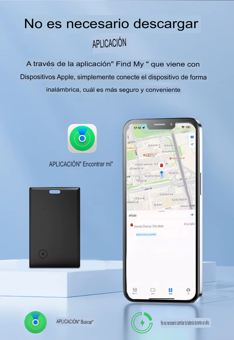 Tarjeta de Rastreo Inteligente Antipérdida con Apple Find My