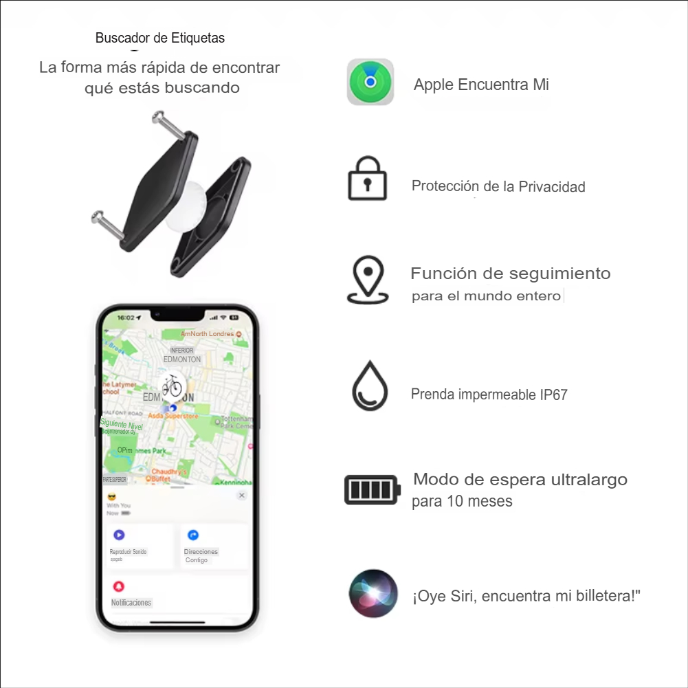 Rastreador de Bicicleta Micflip - Etiqueta Antirrobo con Soporte para Apple Airtag