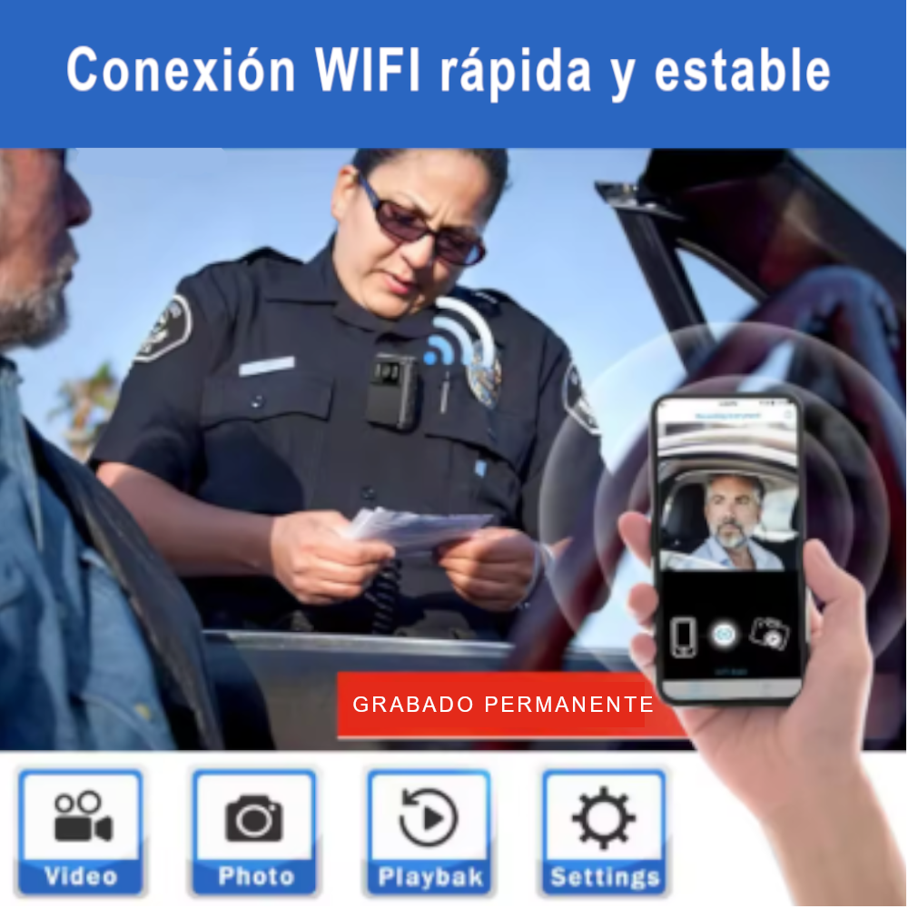 Bodycam WiFi HD 1080P con Visión Nocturna | Cámara de Seguridad Compacta
