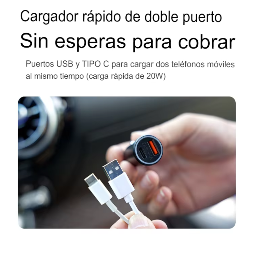 Localizador GPS y Cargador de Auto - Apple Find My - Seguridad y Carga Rápida