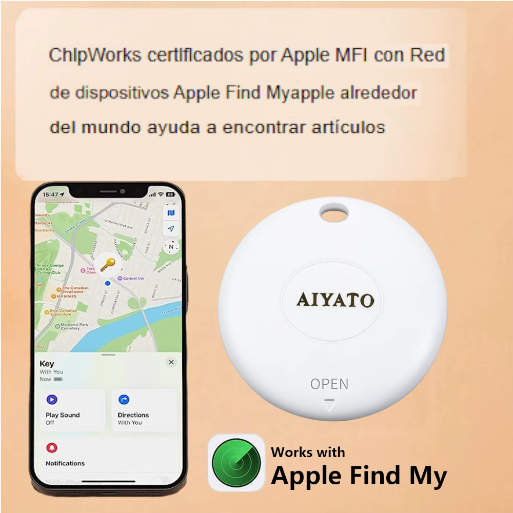 Rastreador GPS Mini Inteligente AIYATO – Compatible con Apple Find My