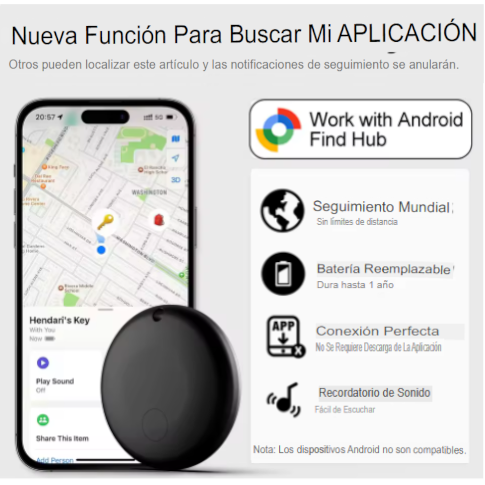 Rastreador Inteligente con Tecnología Google Find My – Localización de Llaves, Mascotas, Niños, Equipaje y Más