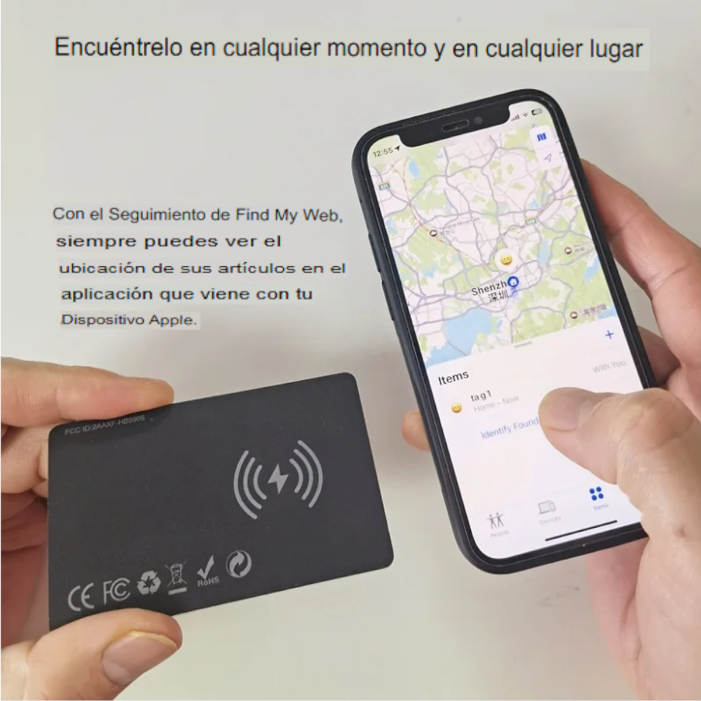 Localizador Tarjeta GPS Ultradelgado con Carga Inalámbrica – Compatible con Apple Find My | Alternativa a Airtag