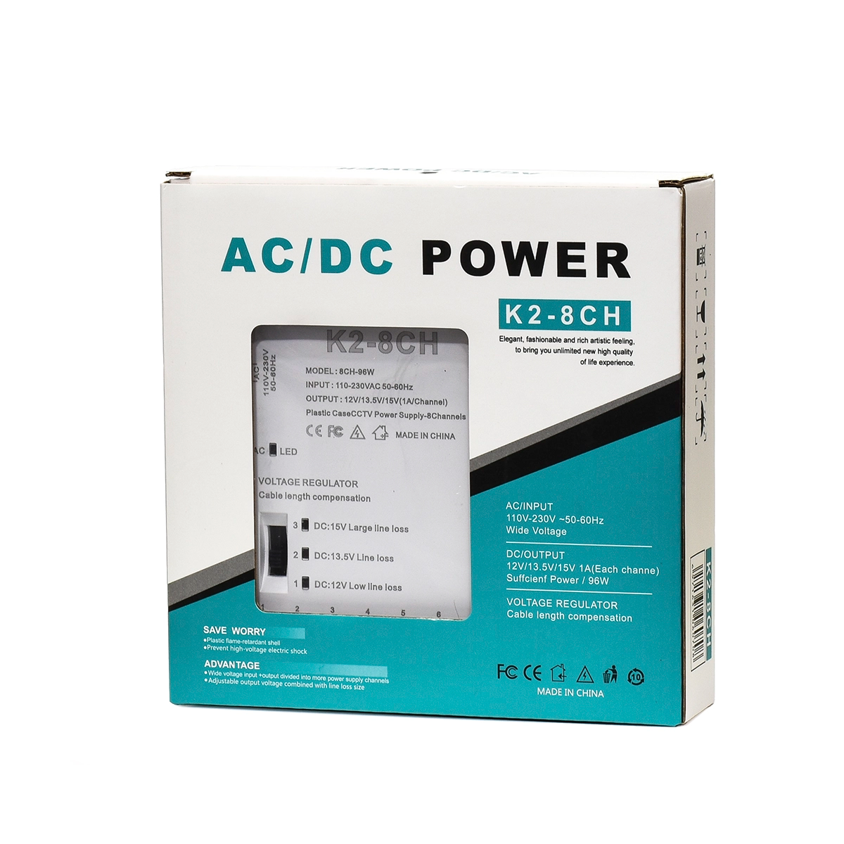Fuente de Alimentación Conmutada 12V/13.5V/15V 8A (96W) 8 Canales K2-8CH