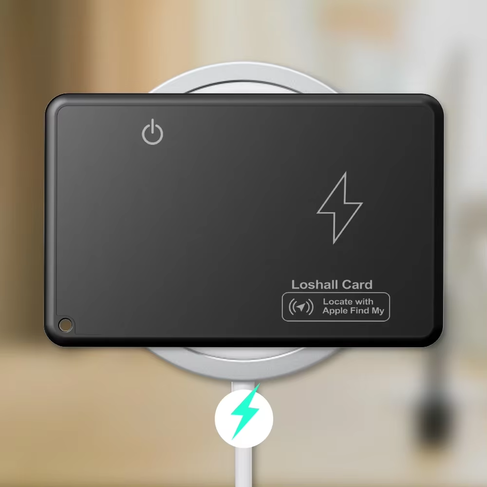 Tarjeta Rastreadora de Billetera con Carga Inalámbrica – Localizador GPS Bluetooth Compatible con Apple Find My, Resistente al Agua
