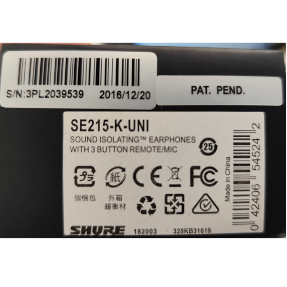 Auricular Shure SE215 Negro In-Ear - Sonido Profesional y Aislamiento Superior