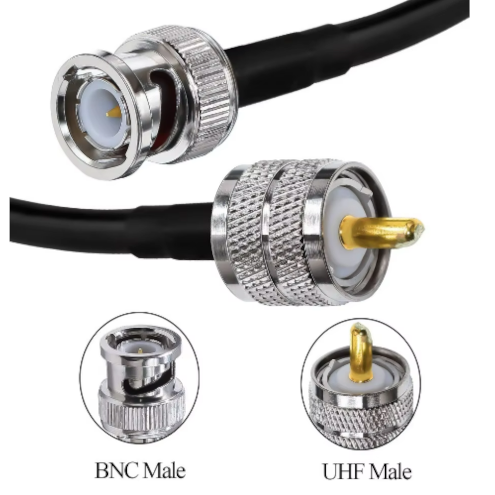 Conector PL259 Macho a BNC Macho - 20 cm