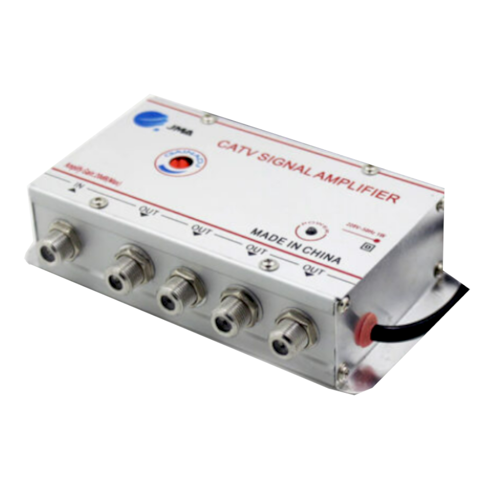 Amplificador de Señal de Antena de TV por Cable - Divisor de 4 Salidas y 1 Entrada con Ganancia de 20dB compatible ISDB-T