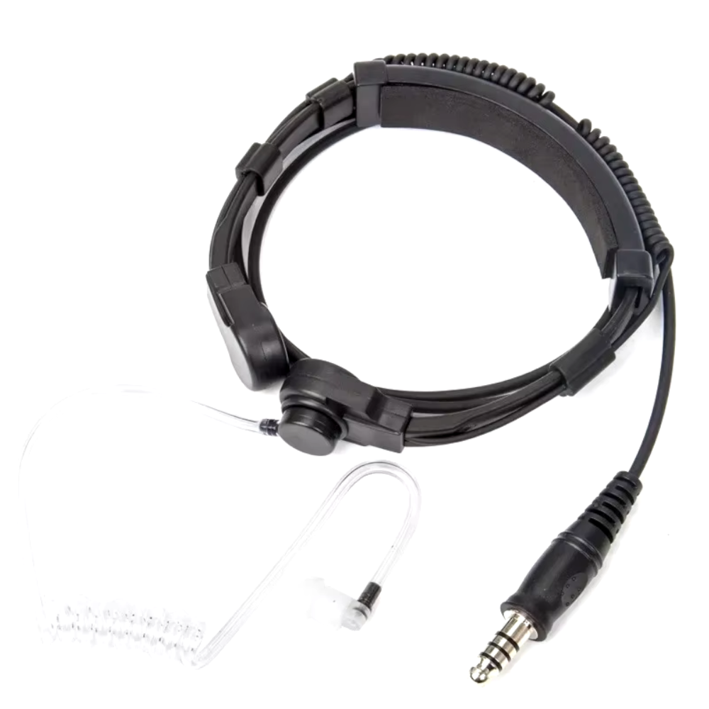 Micrófono de Garganta Táctico Telescópico con Enchufe NATO para Walkie Talkie