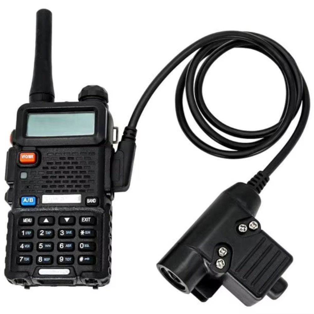 PTT - Push To Talk para Radios Baofeng y Kenwood - Compatible con Micrófono de Garganta y Auriculares Tácticos - PTT U94 2 Pines Conector K