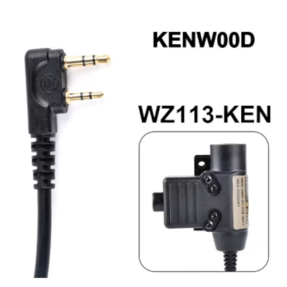 PTT - Push To Talk para Radios Baofeng y Kenwood - Compatible con Micrófono de Garganta y Auriculares Tácticos - PTT U94 2 Pines Conector K