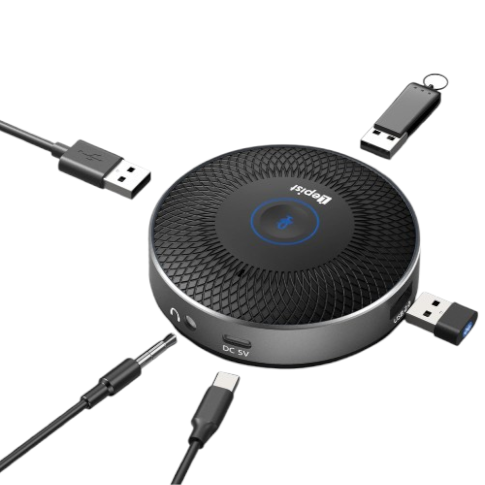 Micrófono de Conferencia USB Lepist LE2109 con Hub USB 2.0 y Botón Táctil de Silencio