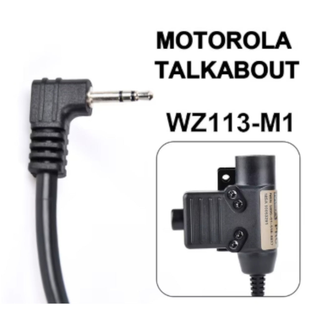 PTT - Push To Talk para Radios Motorola - Compatible con Micrófono de Garganta y Auriculares Tácticos - PTT U94 WZ113 BK M1