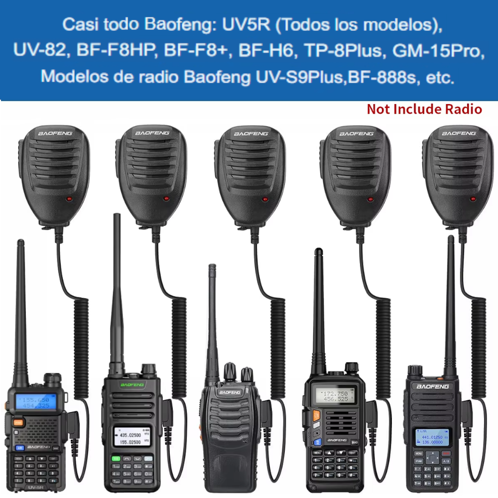 Micrófono Altavoz de Hombro Baofeng – Compatible con Walkie Talkies UV-5R, UV-82, BF-888S, UV-S9 Plus, UV-13, UV-16 Pro, Quansheng UV-K5 y más