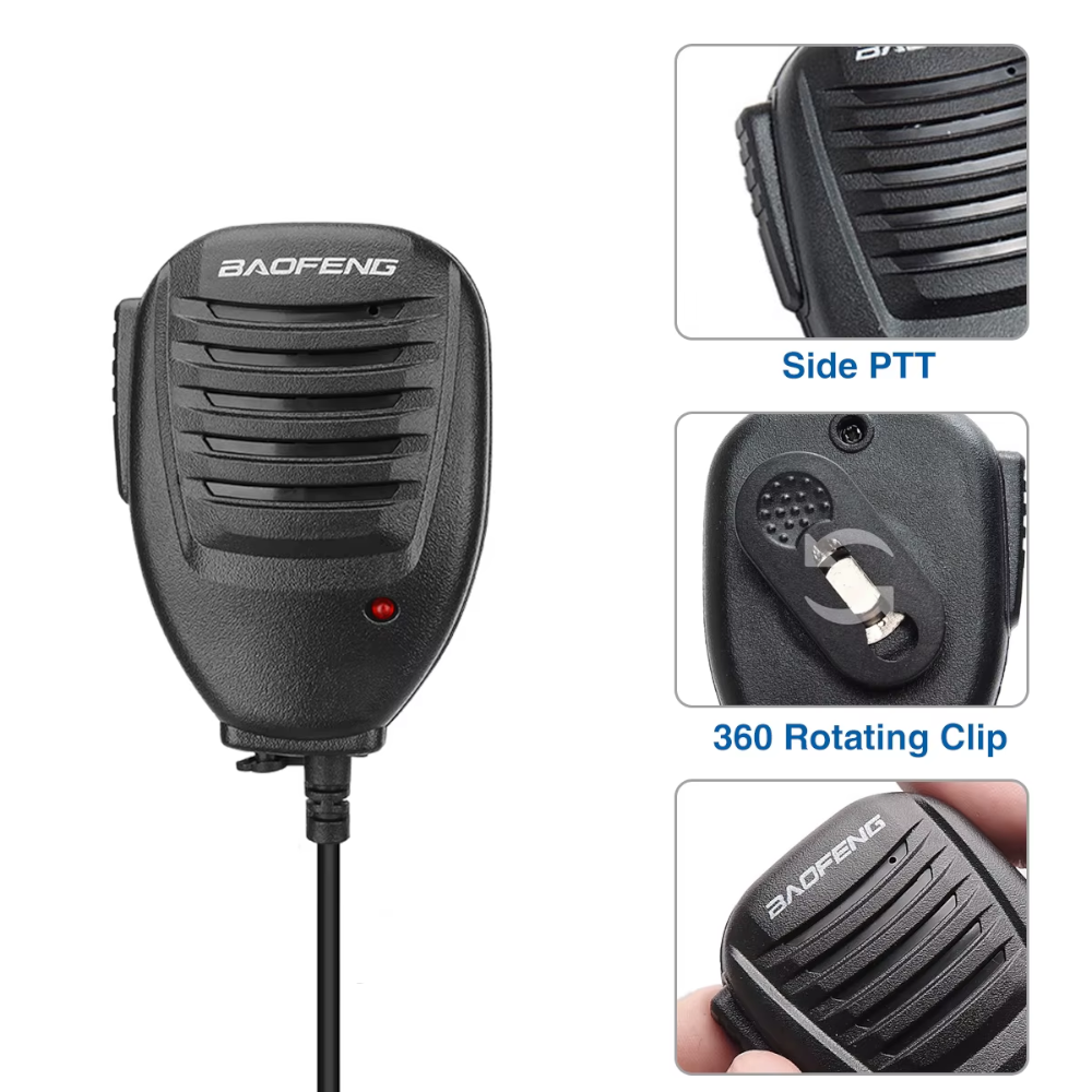 Micrófono Altavoz de Hombro Baofeng – Compatible con Walkie Talkies UV-5R, UV-82, BF-888S, UV-S9 Plus, UV-13, UV-16 Pro, Quansheng UV-K5 y más
