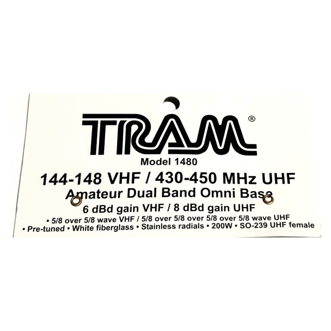 Antena Base Dualband Tram 1480 - Base VHF/UHF - 144-148 / 430-450 MHz