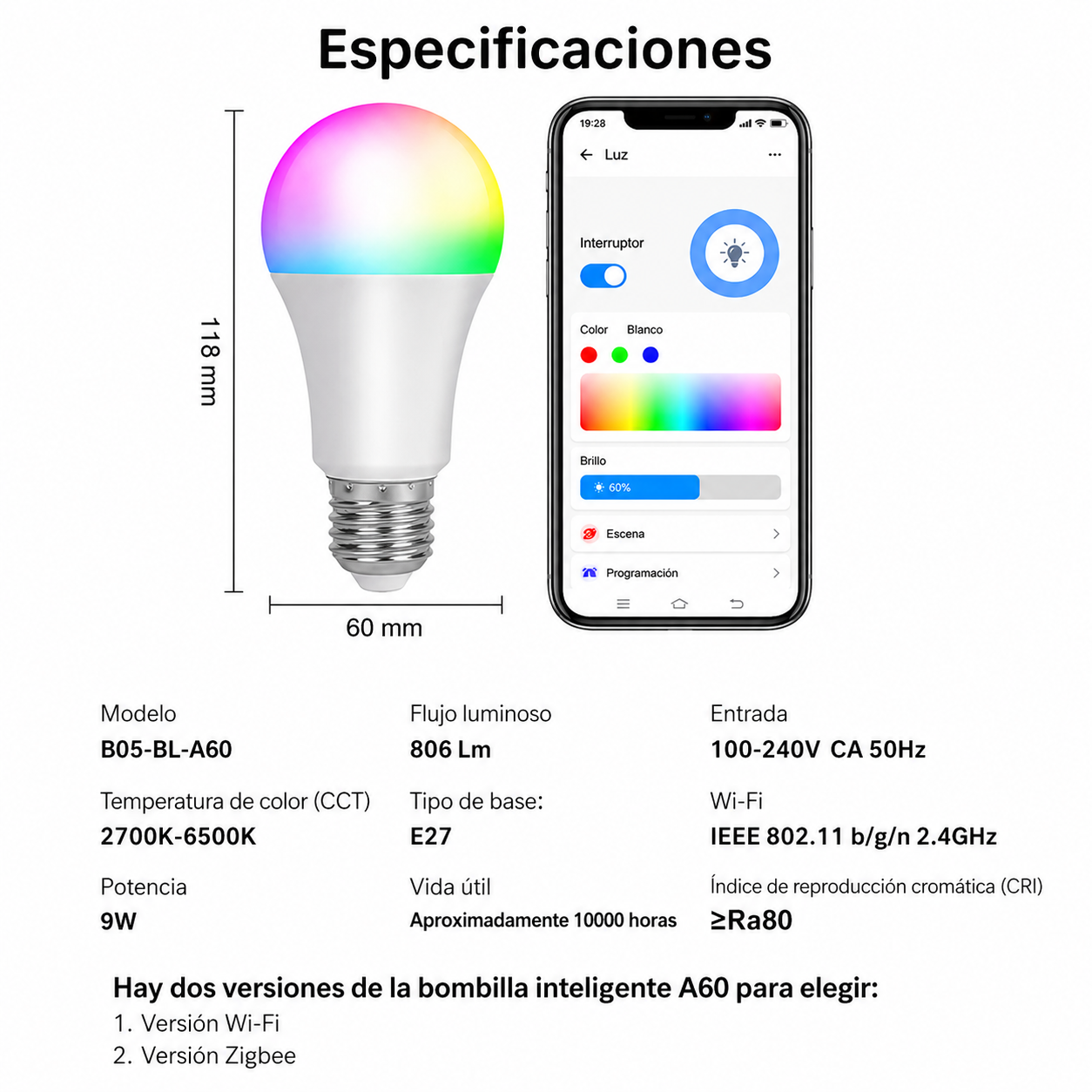 Ampolleta Inteligente WiFi E27 eWeLink Alexa Google Home